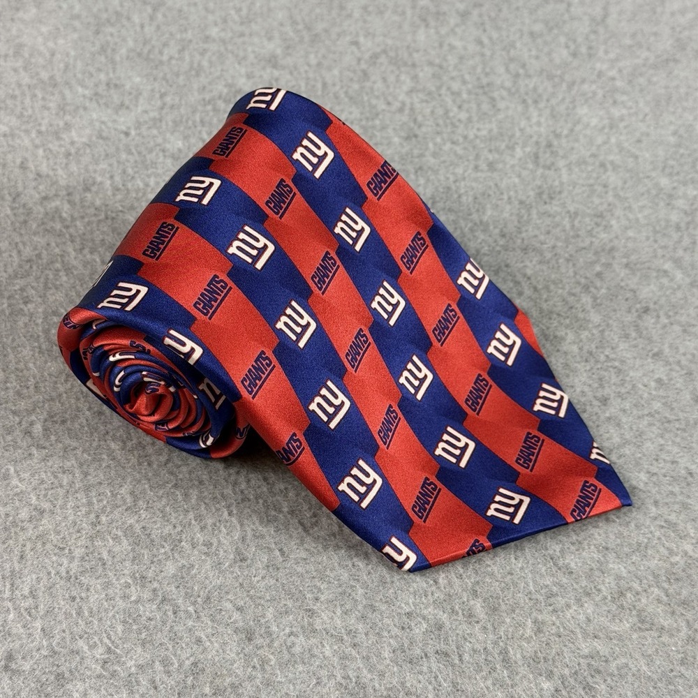 Vintage New York Giants Eagles Wings 100% Silk NFL Neck Tie Red Blue 59x3.75"